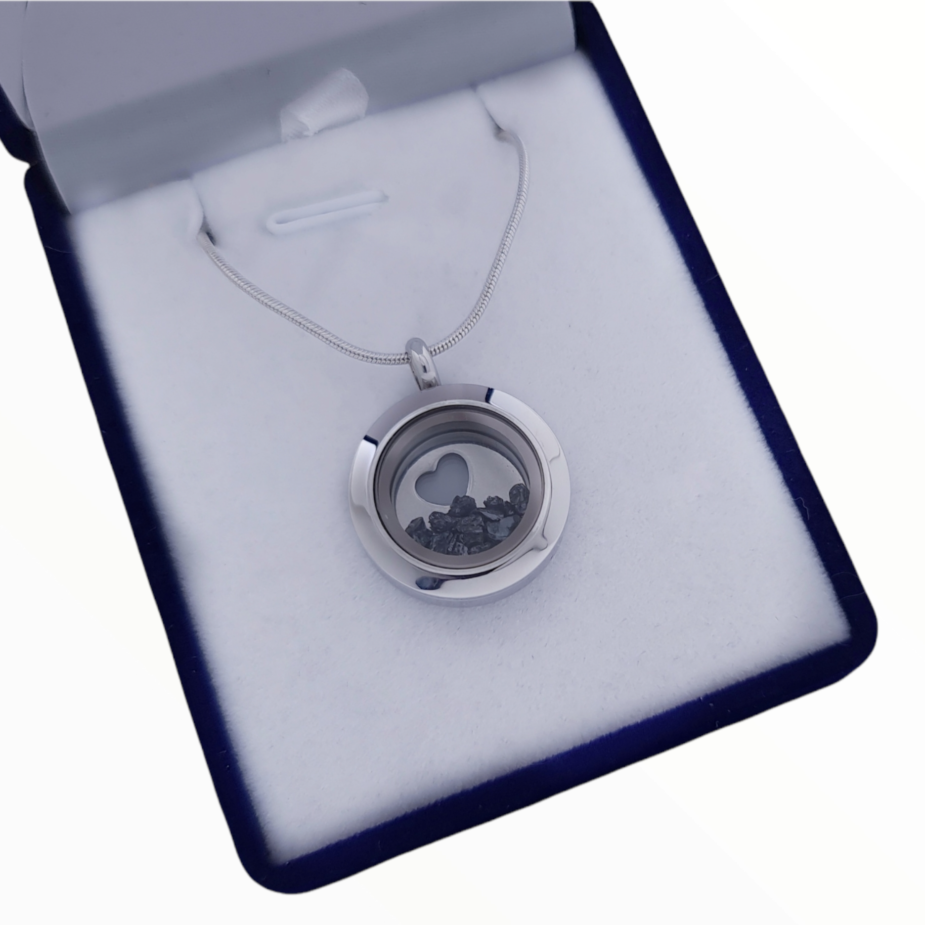 Black Diamond Heart Locket Pendant - 20mm Stainless Steel - Timeless Trinkets NZ