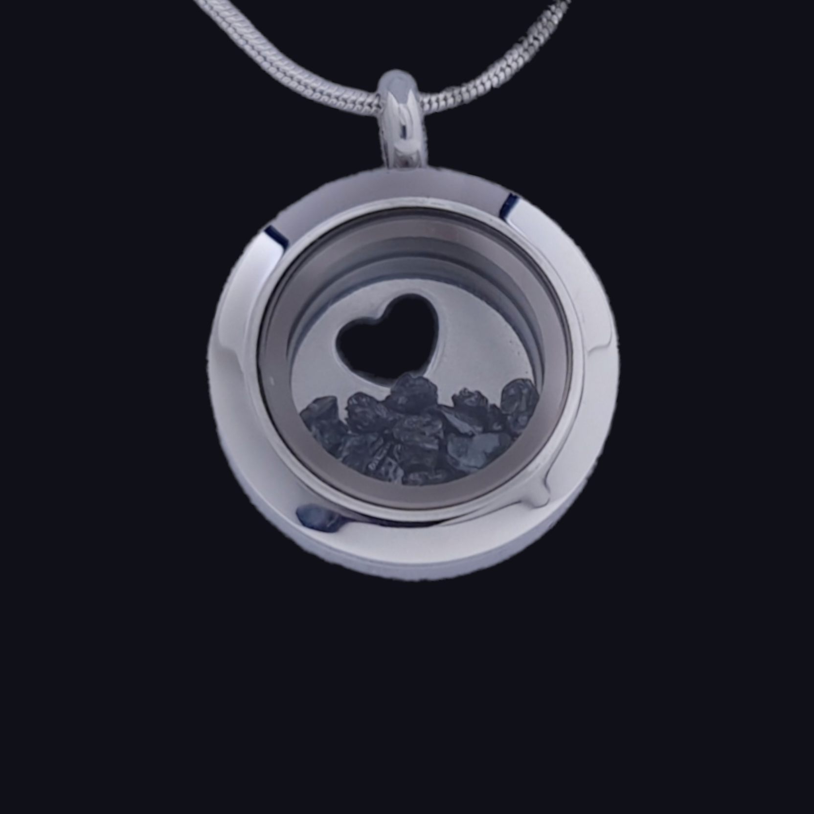 Black Diamond Heart Locket Pendant - 20mm Stainless Steel - Timeless Trinkets NZ