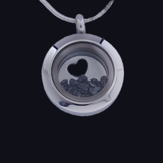 Black Diamond Heart Locket Pendant - 20mm Stainless Steel - Timeless Trinkets NZ