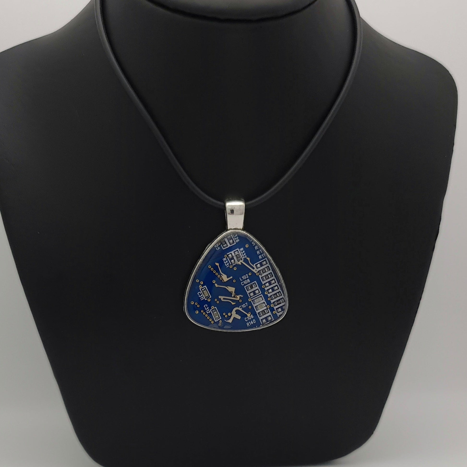 Blue Circuit Board Resin Pendant - Triangle