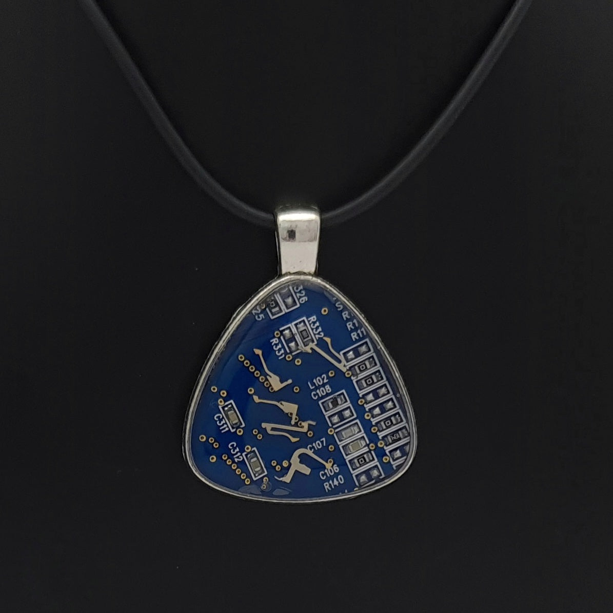 Blue Circuit Board Resin Pendant - Triangle 25mm