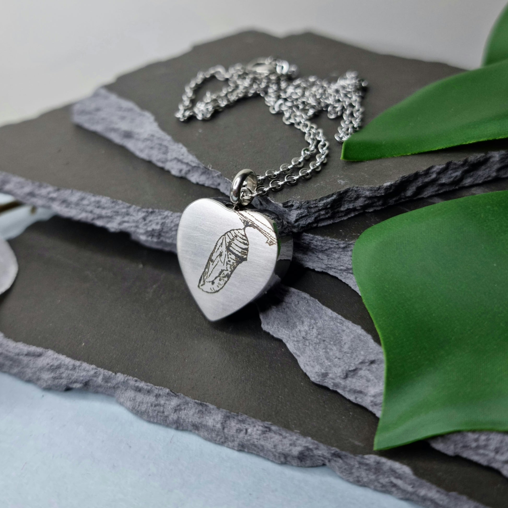 Monarch Butterfly Chrysalis Engraved Keepsake Memorial Necklace - Timeless Trinkets NZ