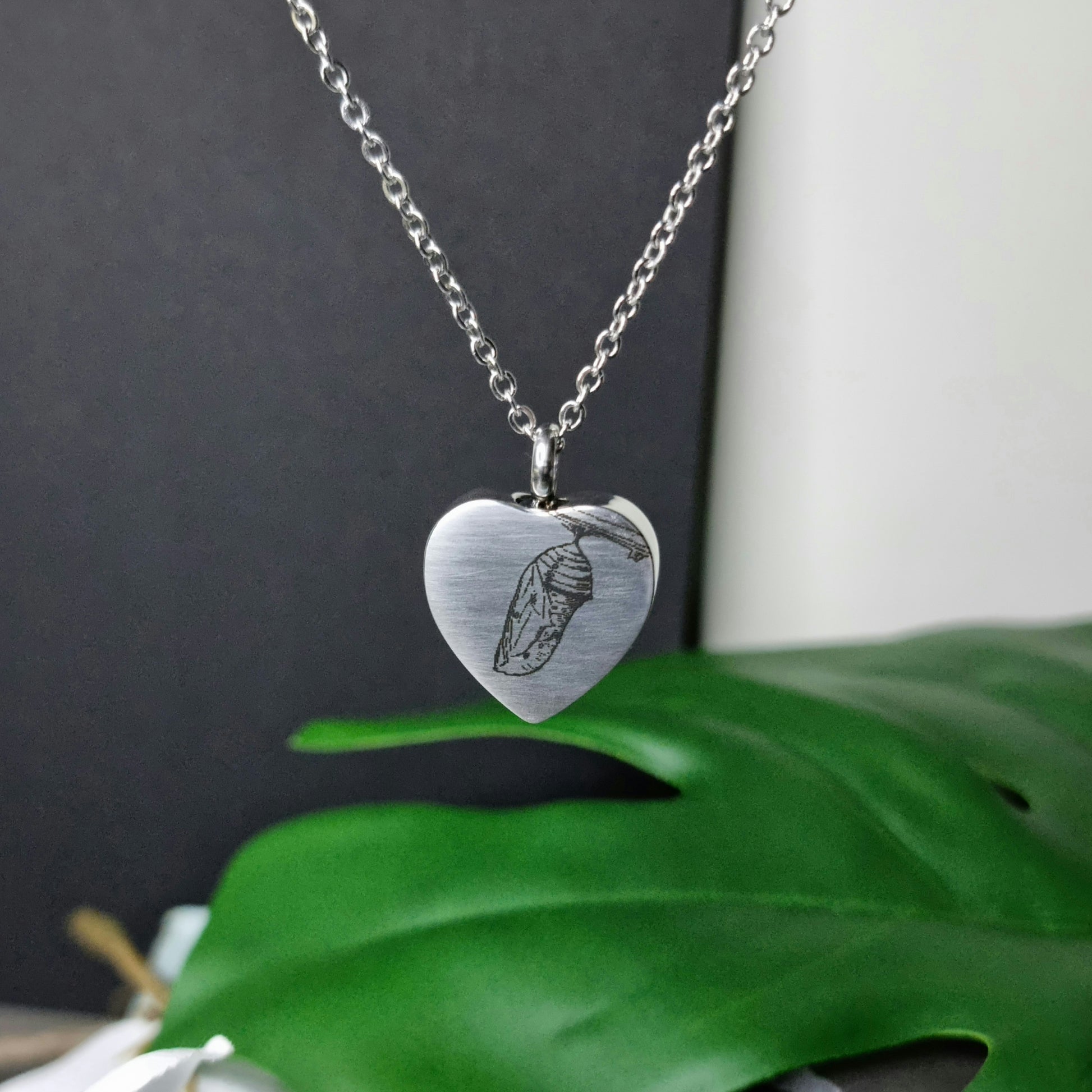 Monarch Butterfly Chrysalis Engraved Keepsake Memorial Necklace - Timeless Trinkets NZ