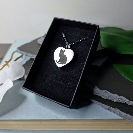 Cat / Kitten Engraved Keepsake Memorial Pendant - Timeless Trinkets NZ