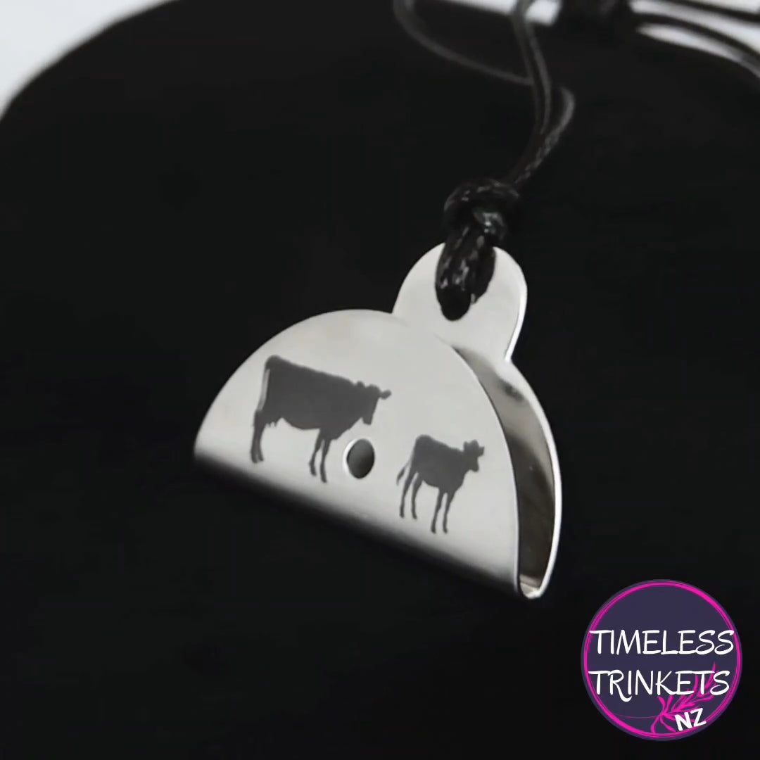 Cow & Calf Silhouette Engraved Shepherds Whistle Pendant - Dog Training