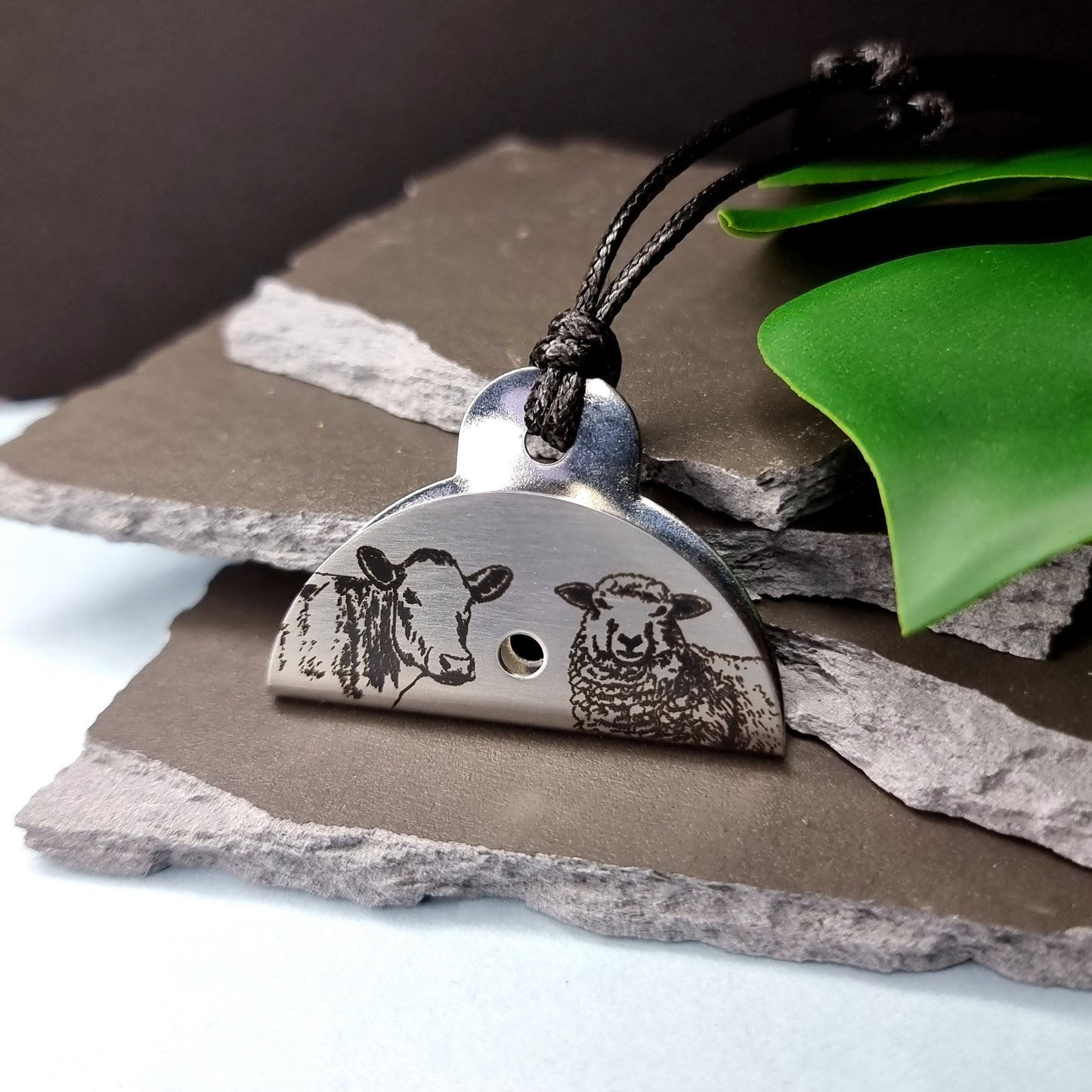 Cow & Sheep Engraved Shepherds Whistle Pendant - Timeless Trinkets NZ