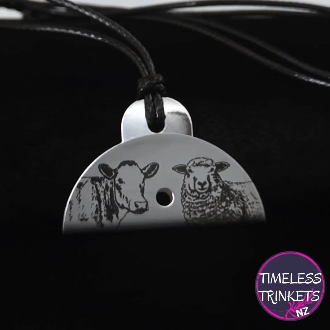 Cow and Sheep Engraved Shepherds Whistle Pendant - Dog Training