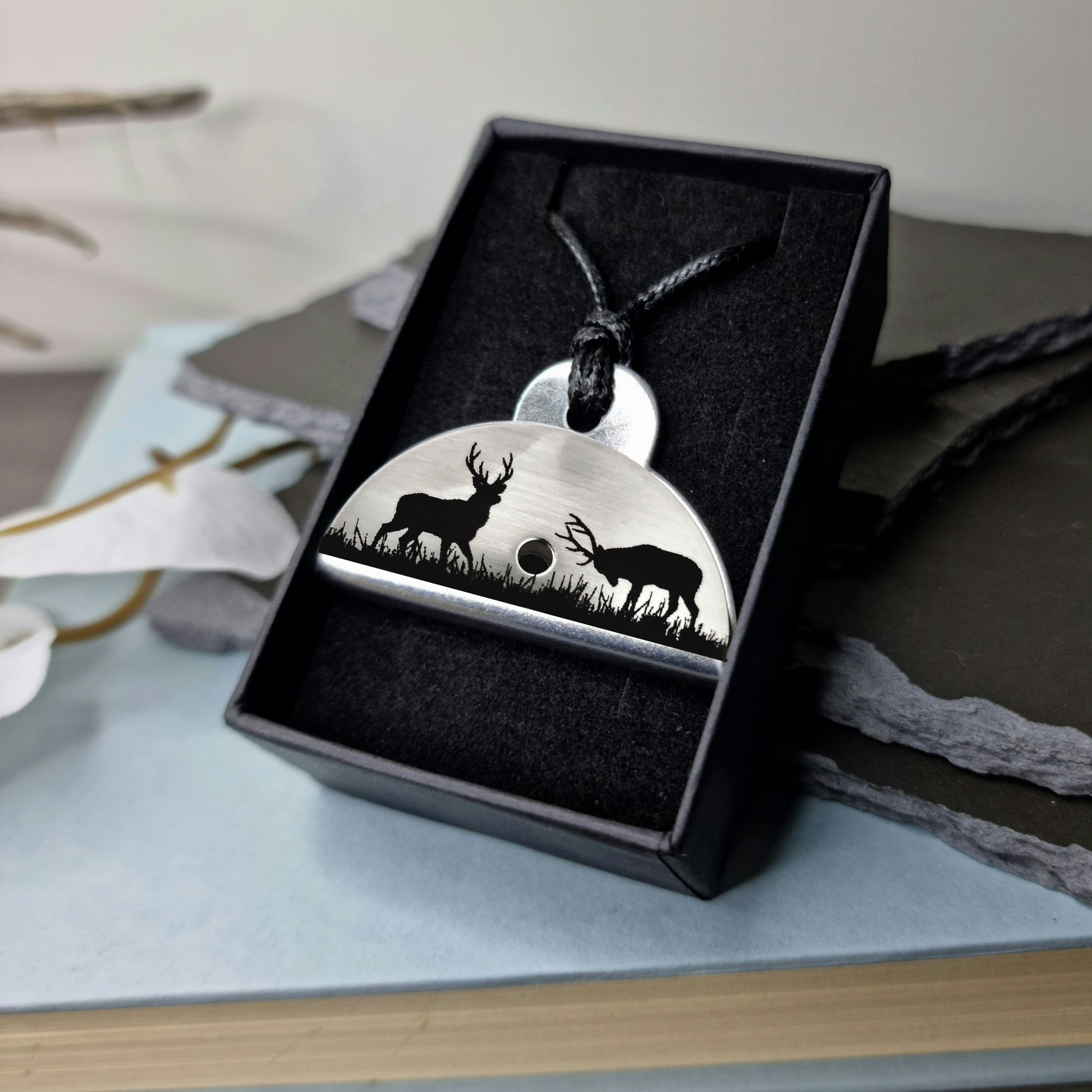 Stag Engraved Shepherds Whistle Pendant - Timeless Trinkets NZ