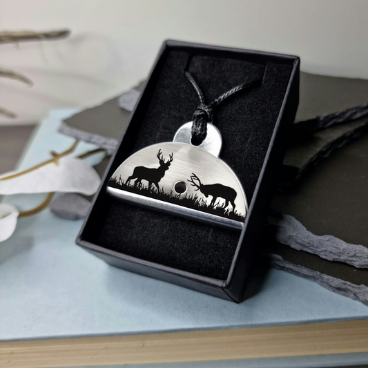 Stag Engraved Shepherds Whistle Pendant - Timeless Trinkets NZ