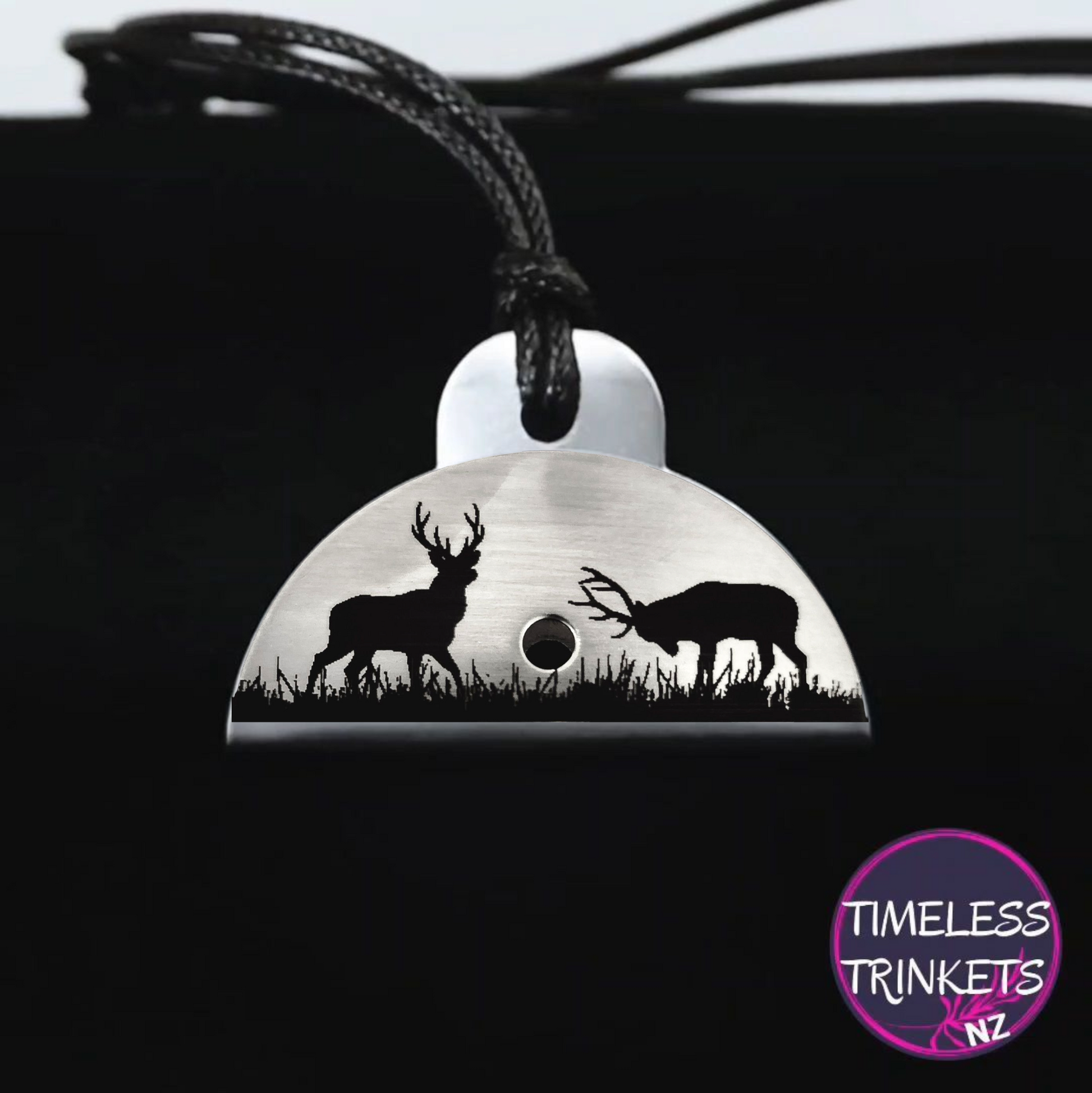 Deer Engraved Shepherds Whistle Pendant - Timeless Trinkets NZ