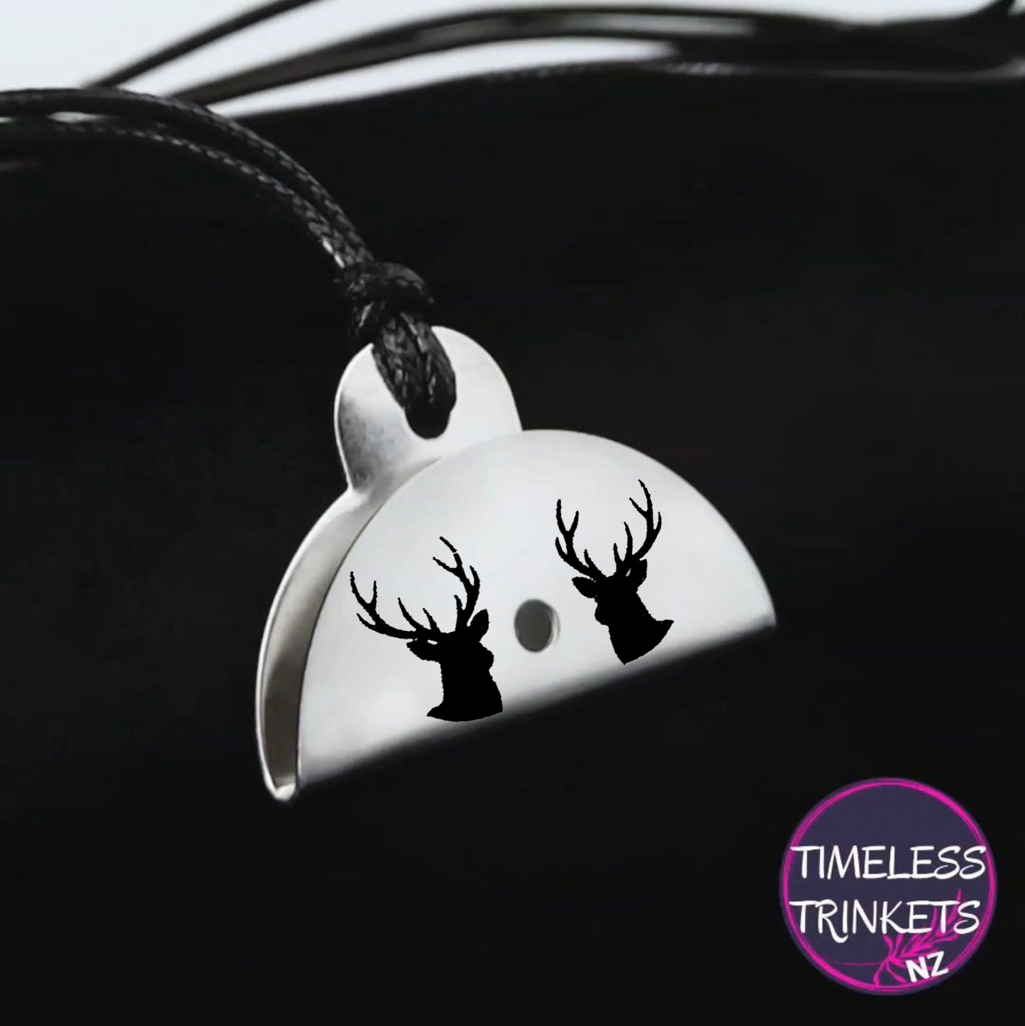 Deer Head Engraved Shepherds Whistle Pendant - Timeless Trinkets NZ