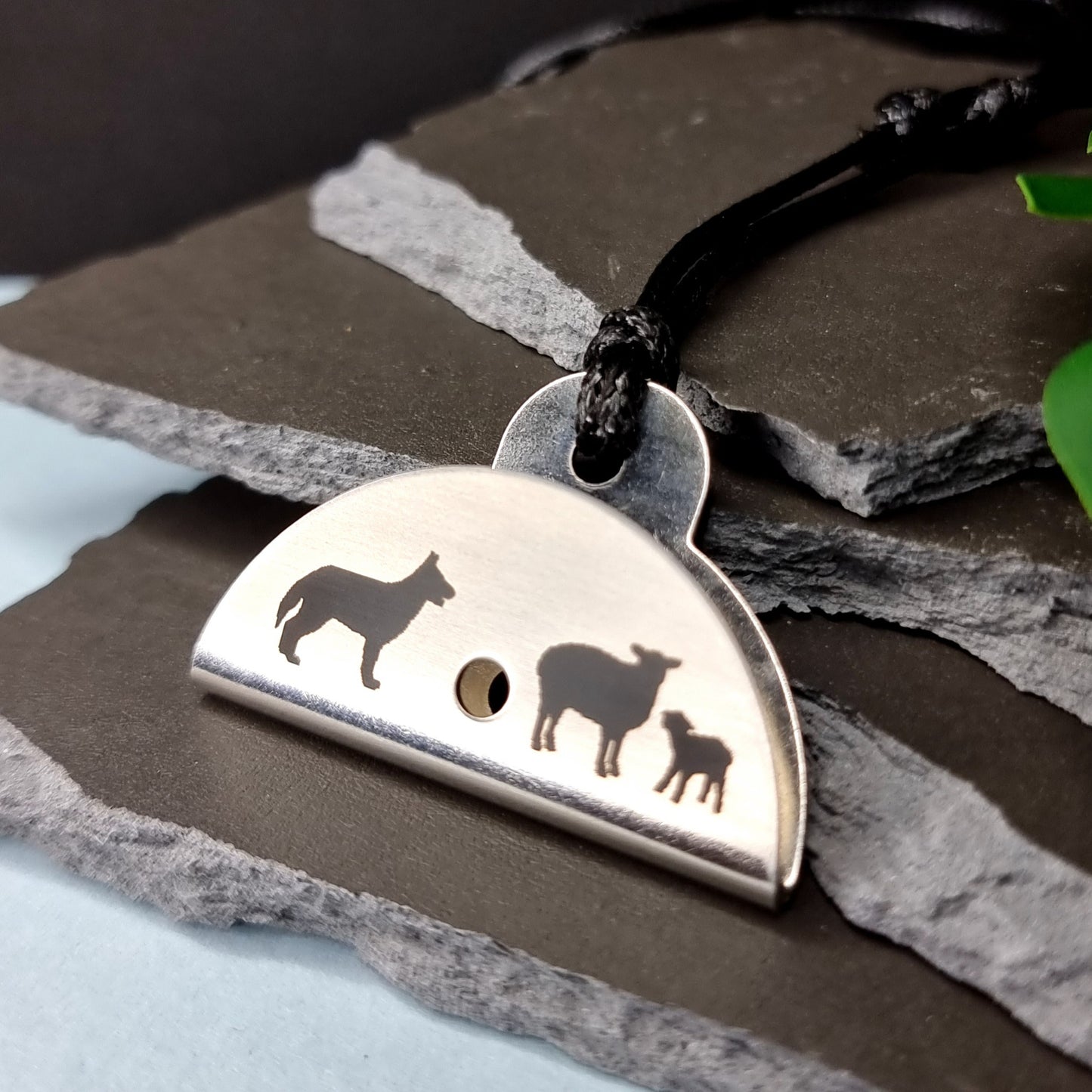 Dog & Sheep Silhouette Engraved Shepherds Whistle Pendant - Timeless Trinkets NZ