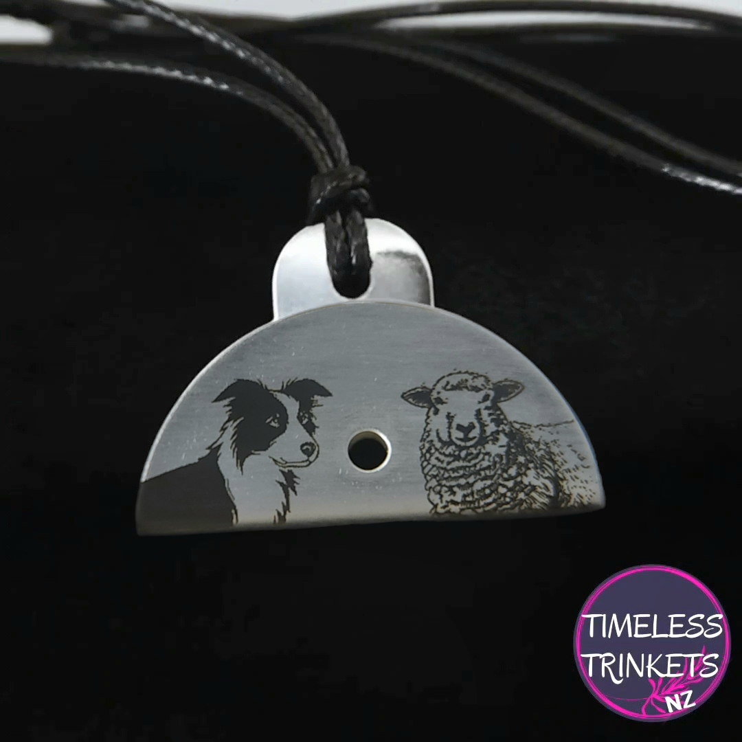 Dog & Sheep Engraved Shepherds Whistle Pendant - Dog Training Whistle