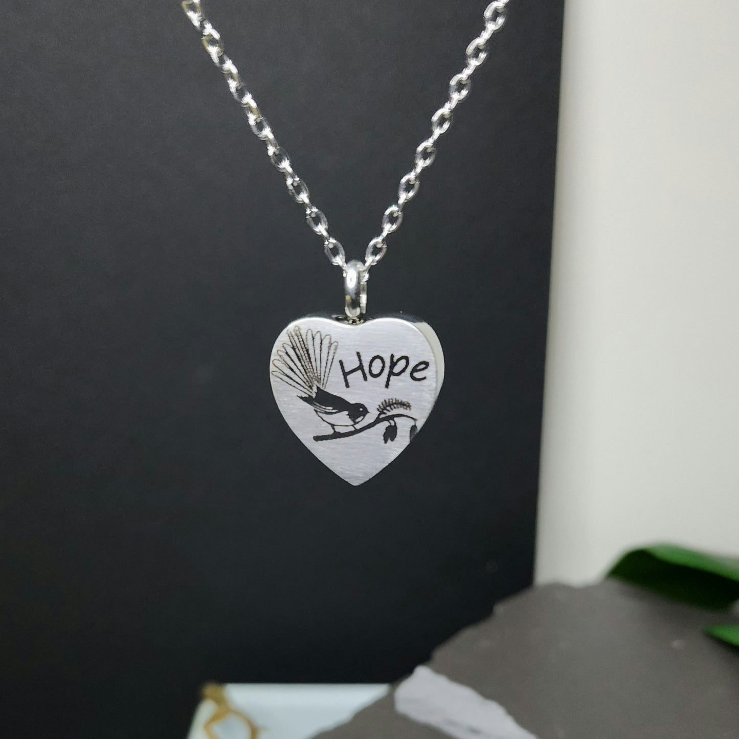 Fantail Hope Engraved Keepsake Memorial Necklace - Timeless Trinkets NZ