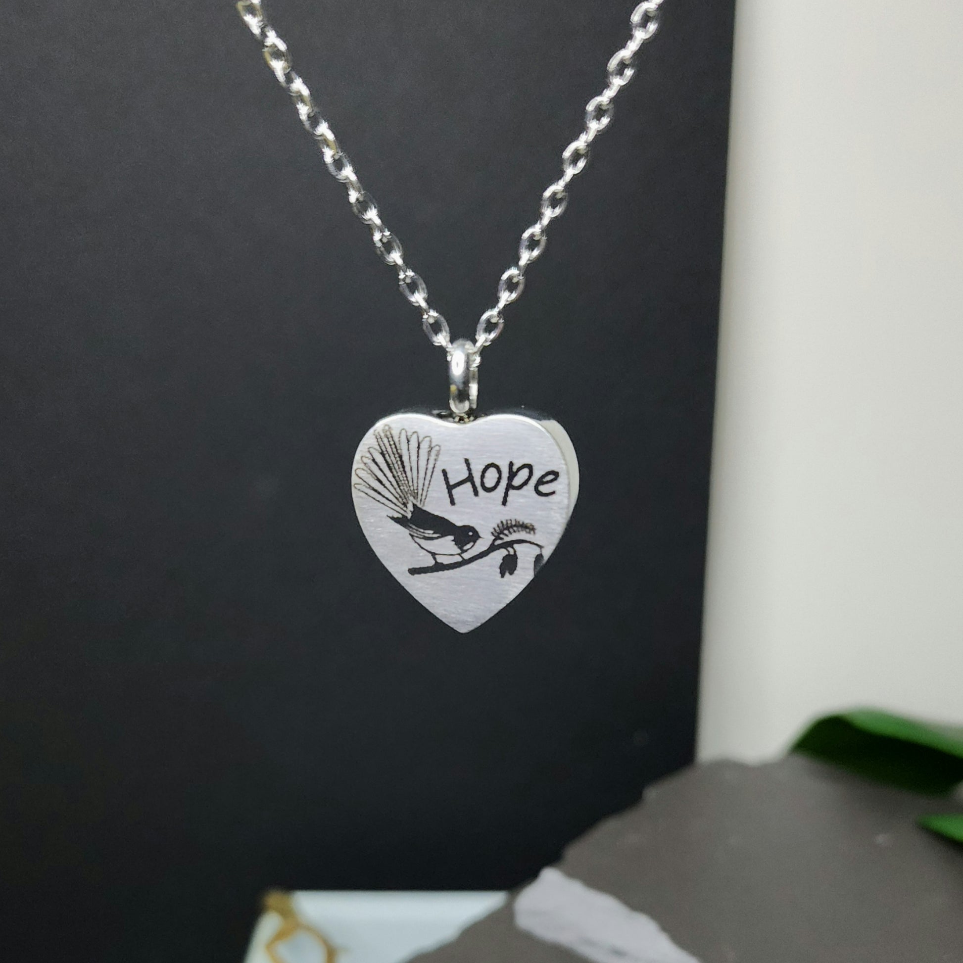 Fantail Hope Engraved Keepsake Memorial Necklace - Timeless Trinkets NZ