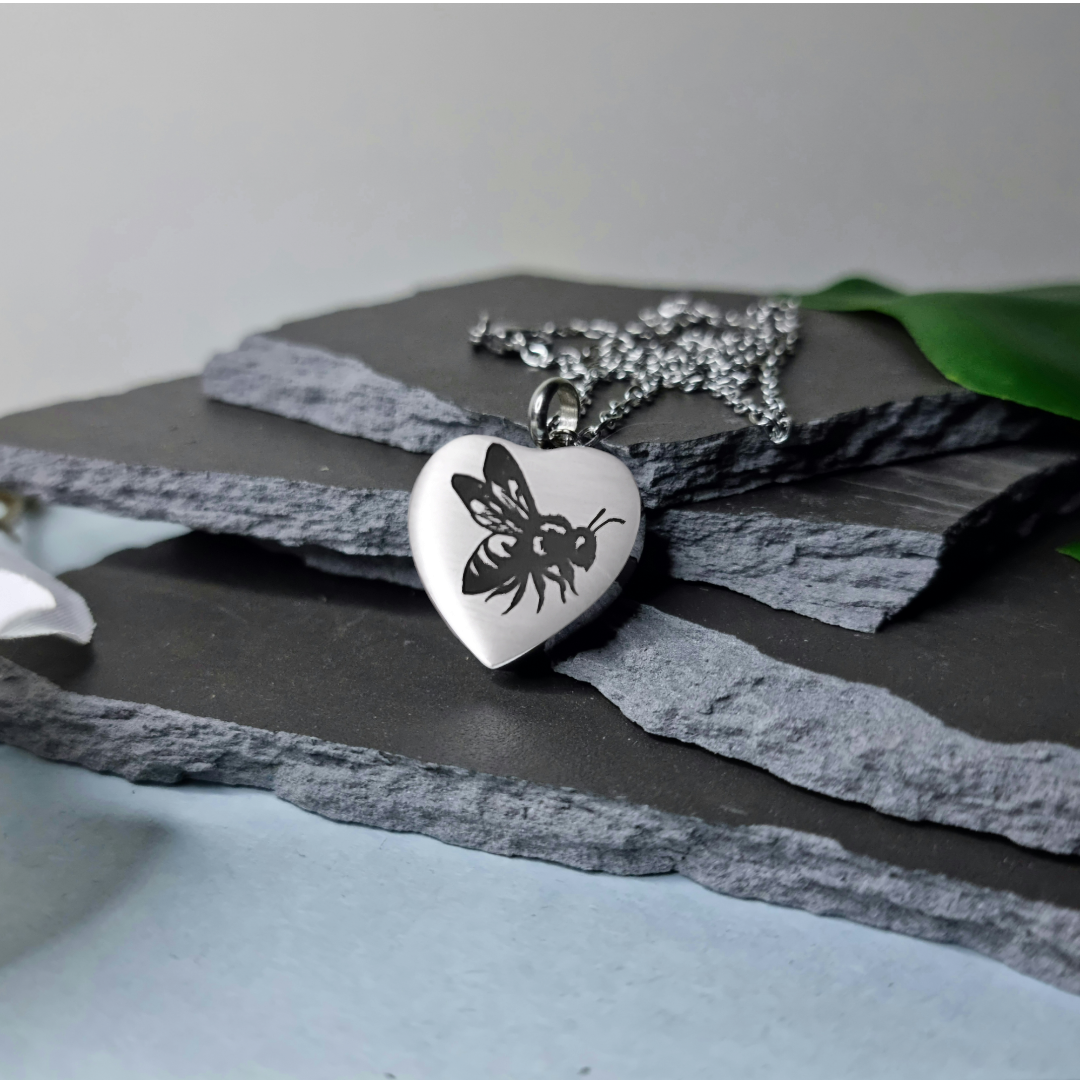 Honey Bee Engraved Keepsake Memorial Necklace - Timeless Trinkets NZ