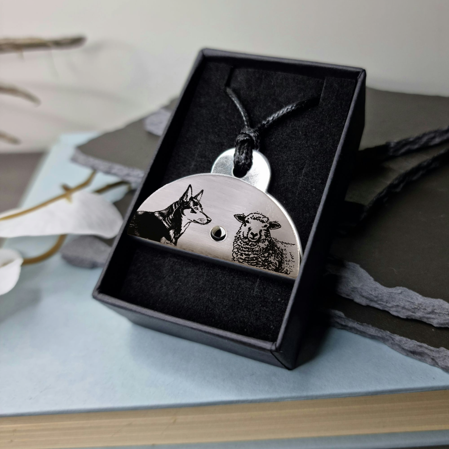 Kelpie & Sheep Engraved Shepherds Whistle Pendant. - Timeless Trinkets NZ