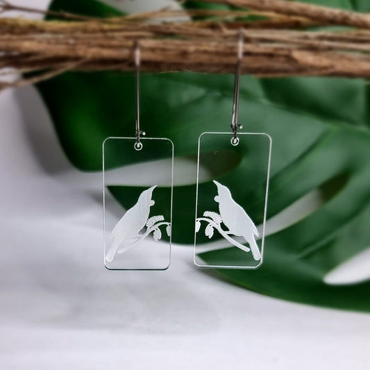 Tui Rectangle Engraved Earrings - Timeless Trinkets NZ