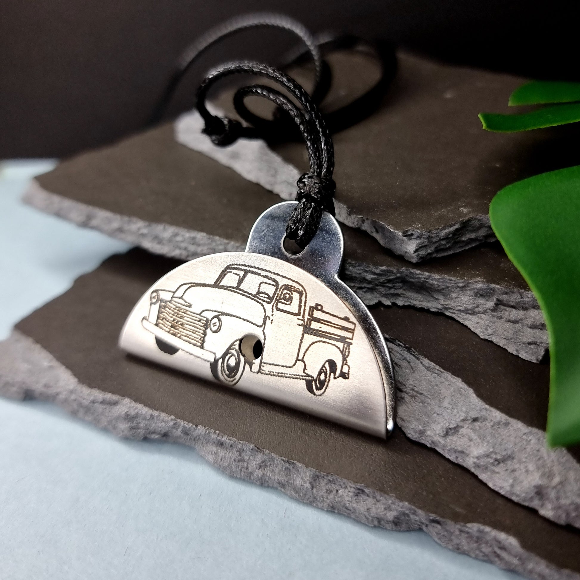 Vintage Truck Engraved Shepherds Whistle Pendant - Timeless Trinkets NZ