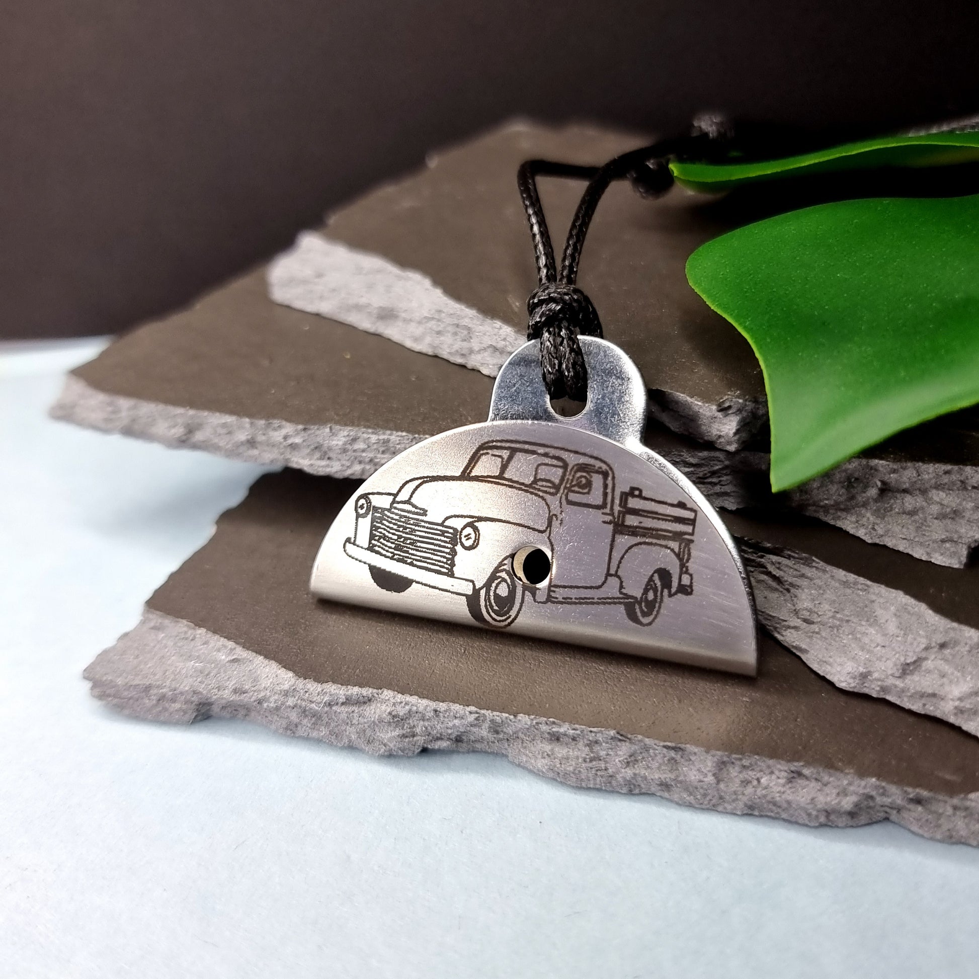 Vintage Truck Engraved Shepherds Whistle Pendant - Timeless Trinkets NZ