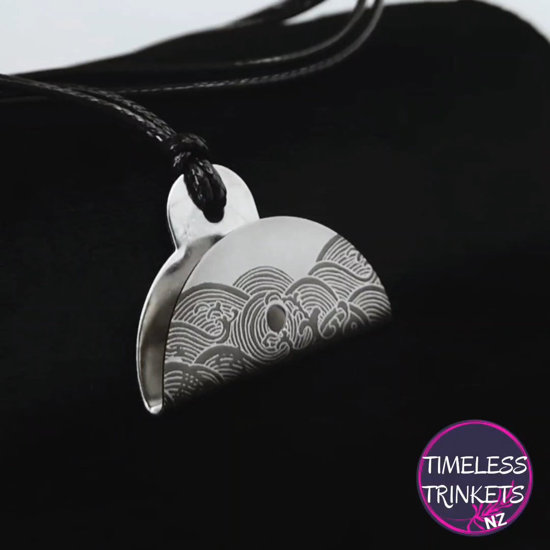Wave Engraved Shepherds Whistle Pendant