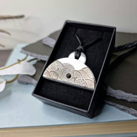 Wave Engraved Shepherds Whistle Pendant In Box