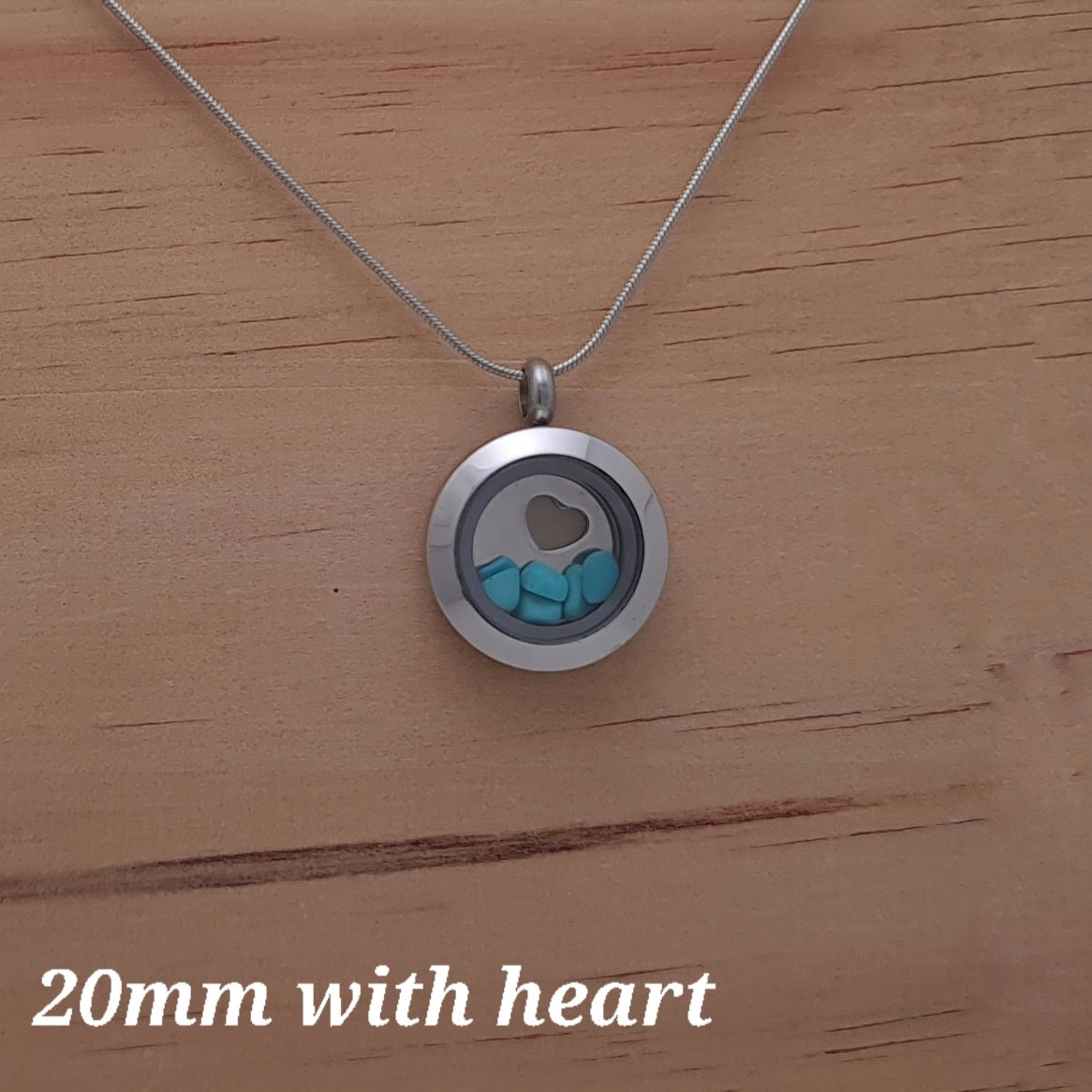 Turquoise Locket Pendant - 20mm Stainless Steel - Timeless Trinkets NZ