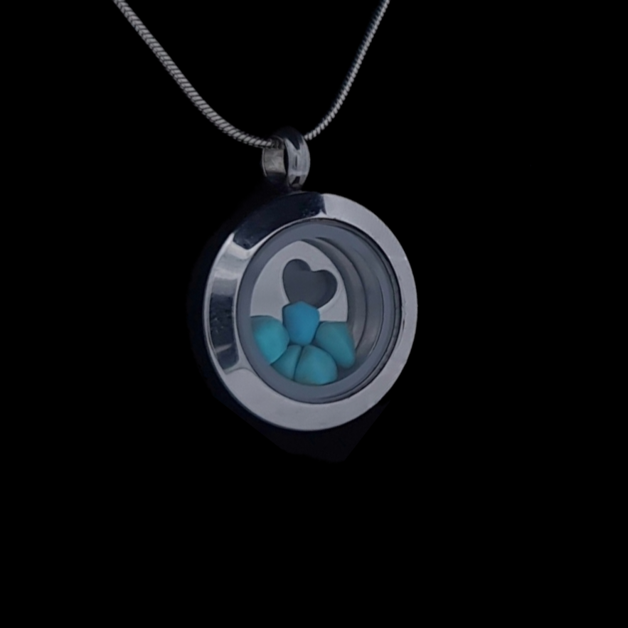 Turquoise Locket Pendant - 20mm Stainless Steel - Timeless Trinkets NZ