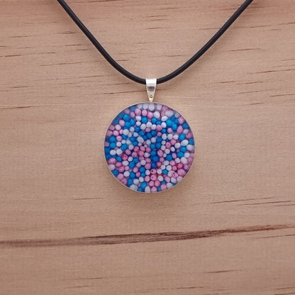 Blue White Pink Colour 100s 1000s and Resin Pendant