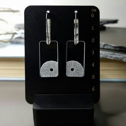 Kina Rectangle Engraved Earrings with Measure Chart