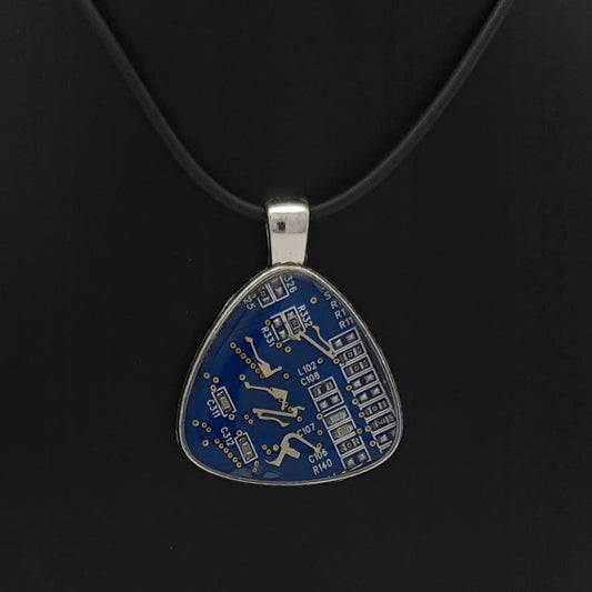 Blue Circuit Board Resin Pendant - Triangle 25mm