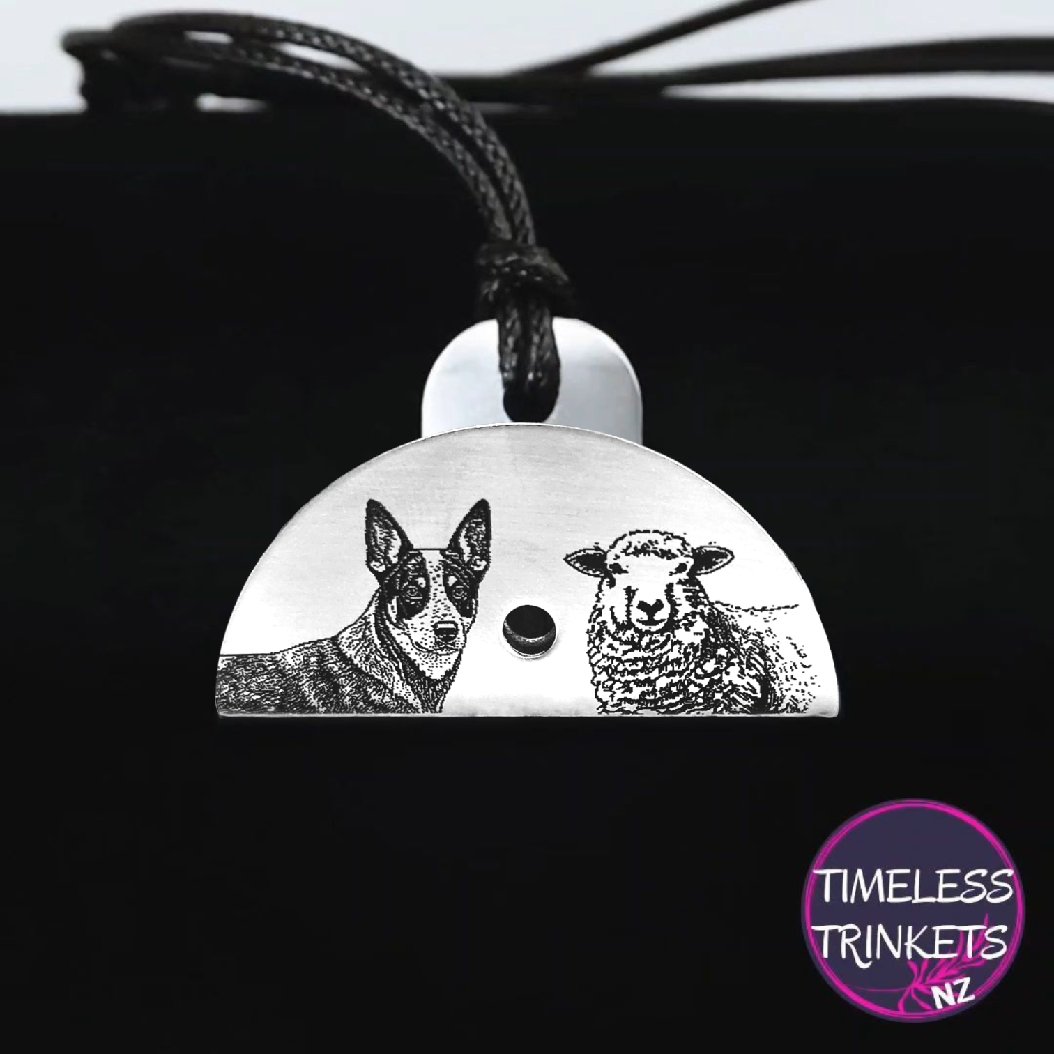 Cattle Dog & Sheep Engraved Shepherds Whistle Pendant - Timeless Trinkets NZ