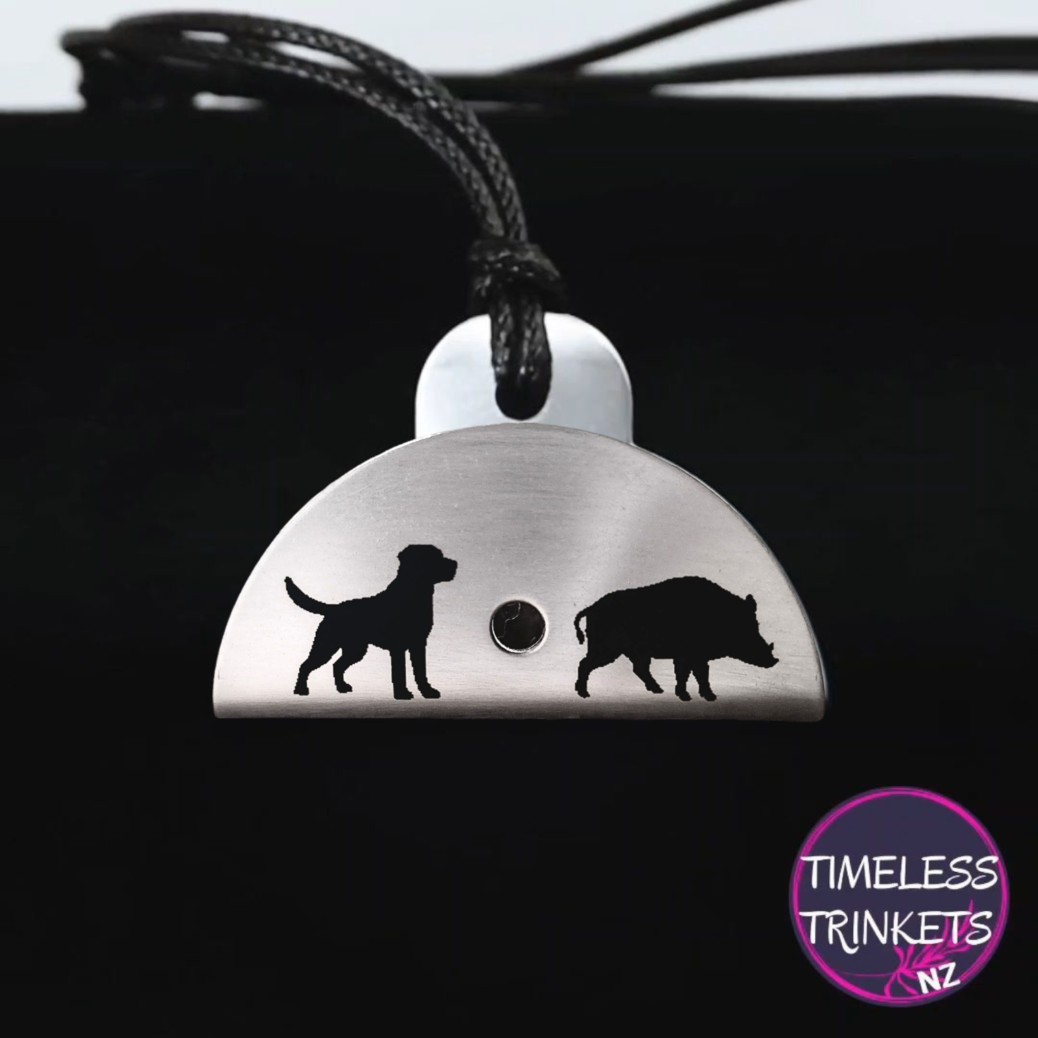 Dog & Sheep Silhouette Engraved Shepherds Whistle Pendant