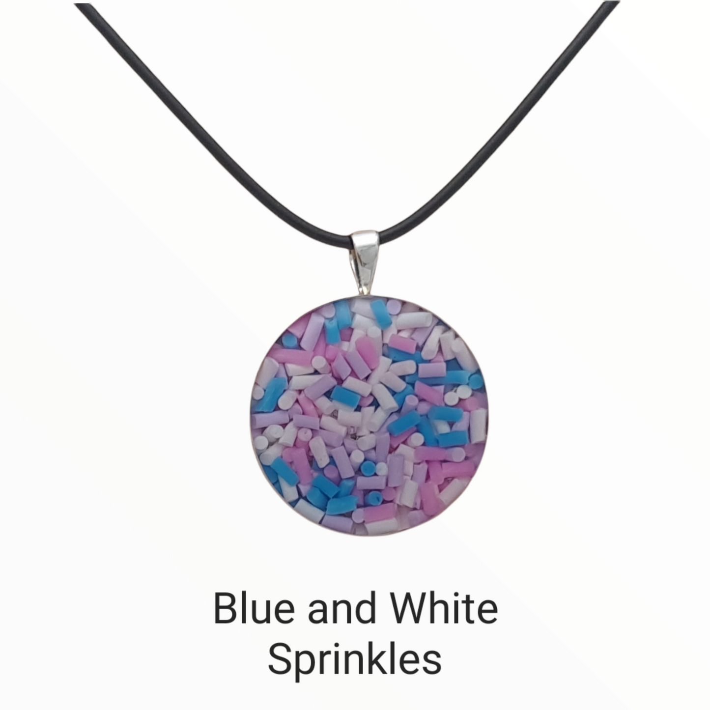 Blue White Colour Sprinkles and Resin Pendant