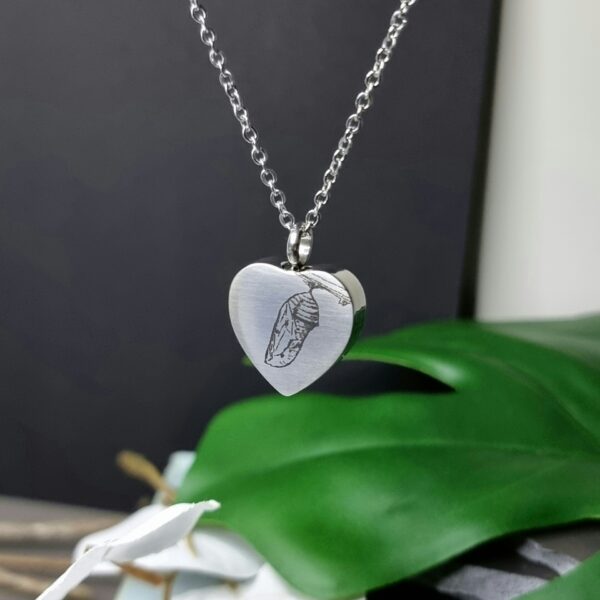 Monarch Butterfly Chrysalis Engraved Keepsake Memorial Pendant Side