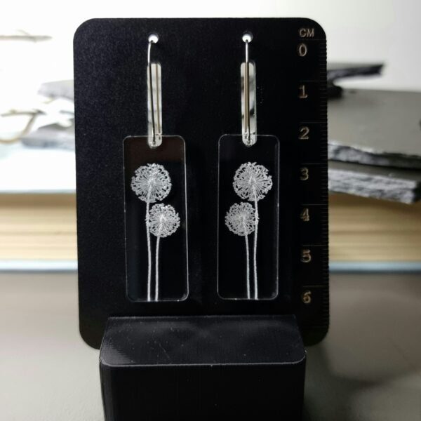 Dandelions Rectangle Engraved Earrings