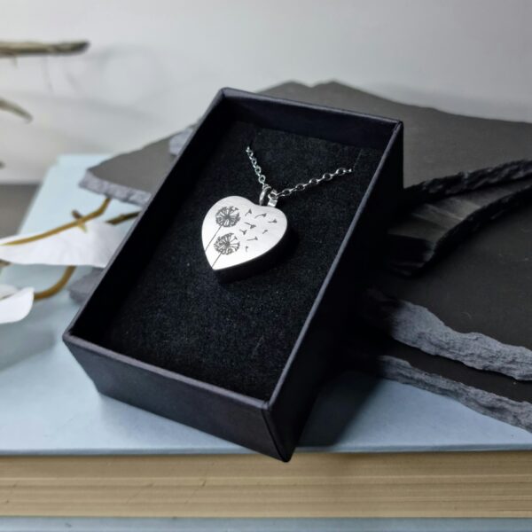 Dandelion Engraved Keepsake Memorial Necklace with Box