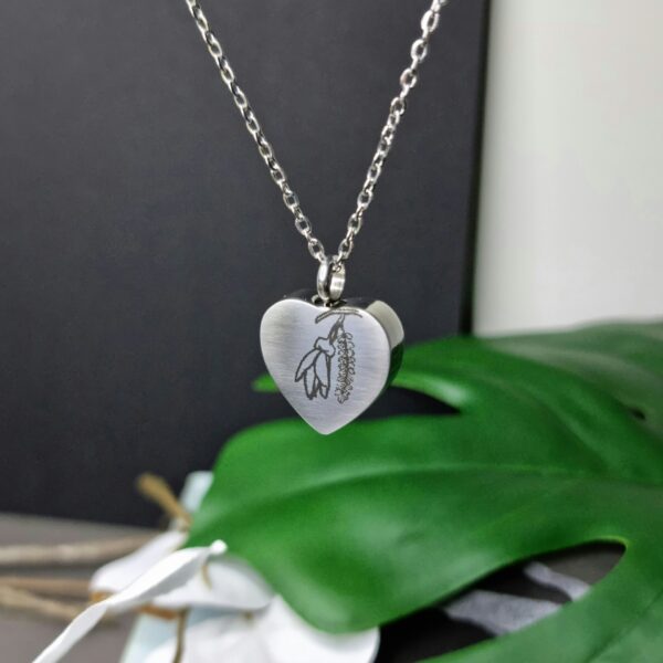 Kowhai Engraved Keepsake Memorial Necklace Side