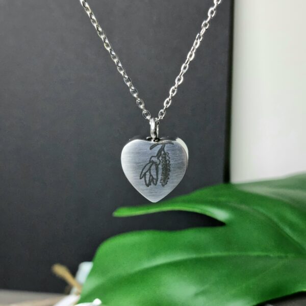 Kowhai Engraved Keepsake Memorial Necklace Front