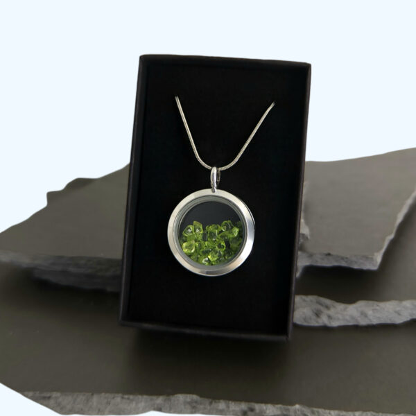 Peridot Locket Pendant - 25mm Stainless Steel