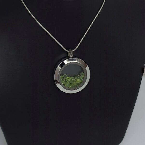 Peridot Locket Pendant - 25mm Stainless Steel