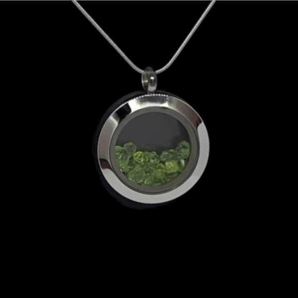 Peridot Locket Pendant - 25mm Stainless Steel