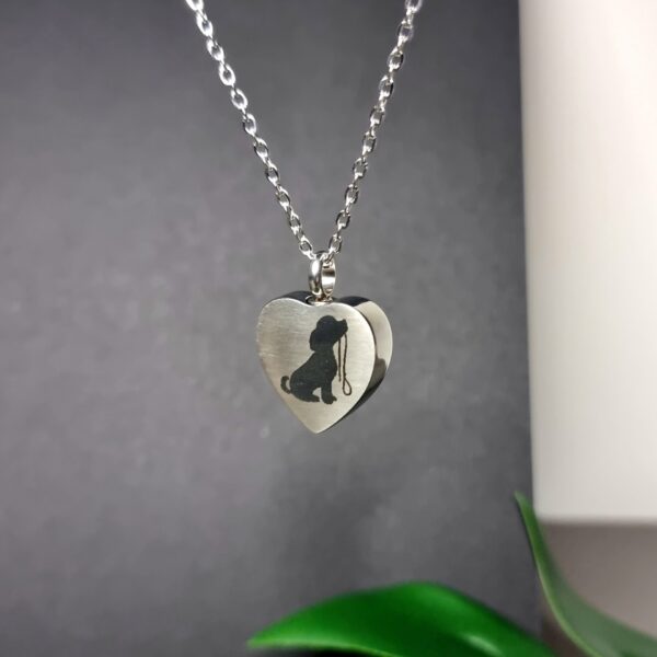 Puppy Engraved Keepsake Memorial Necklace Side