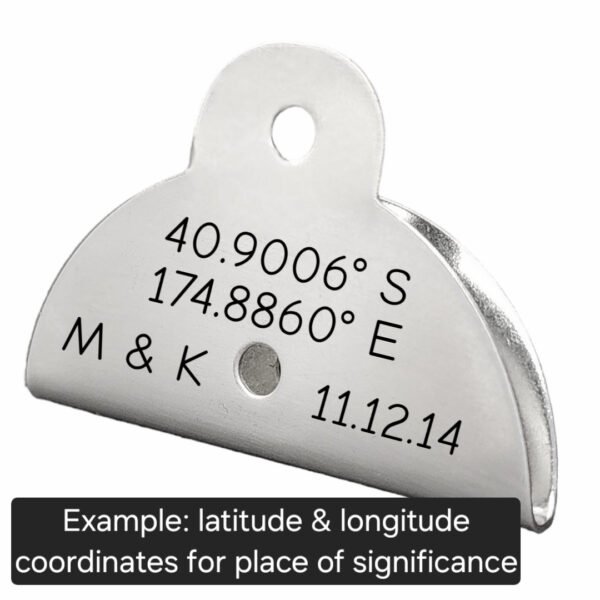 Stainless Steel Whistle with Custom Engraving - Latitude and Longitude