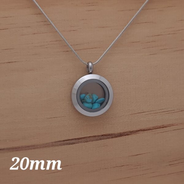 Turquoise Locket Pendant - 20mm Stainless Steel Front